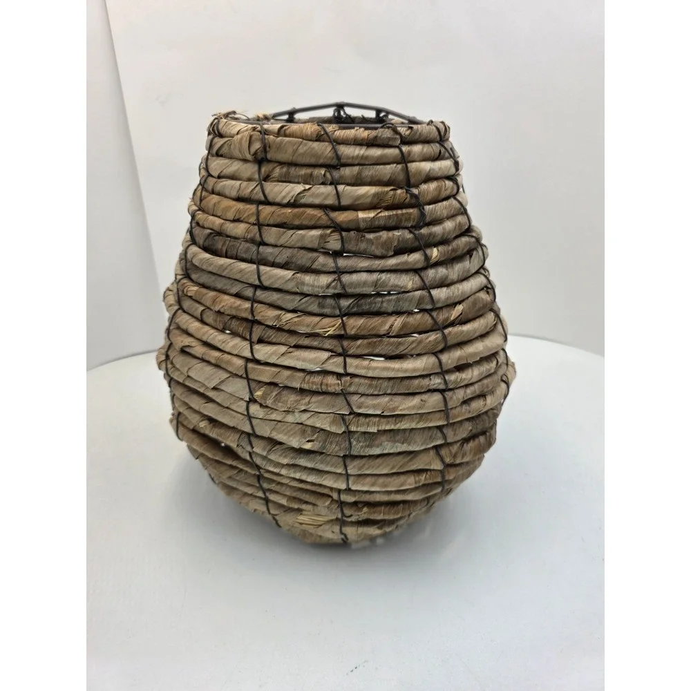 Handwoven Natural Wicker Floor Vase Decorative BasketRustic Boho Farmhouse 10